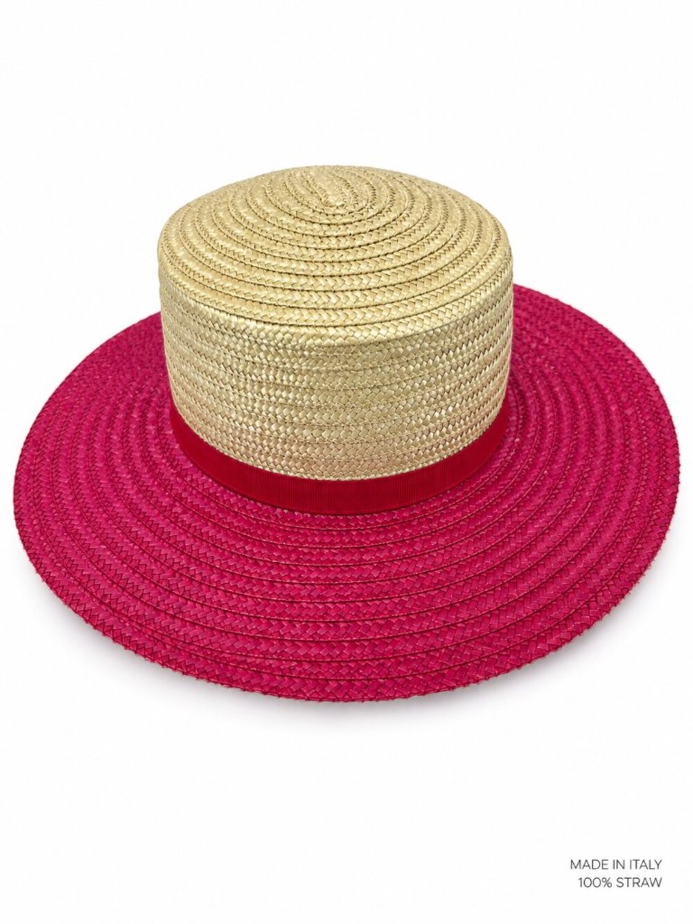 Vintage Filippo Catarzi Italy Straw Boater Sun Hat